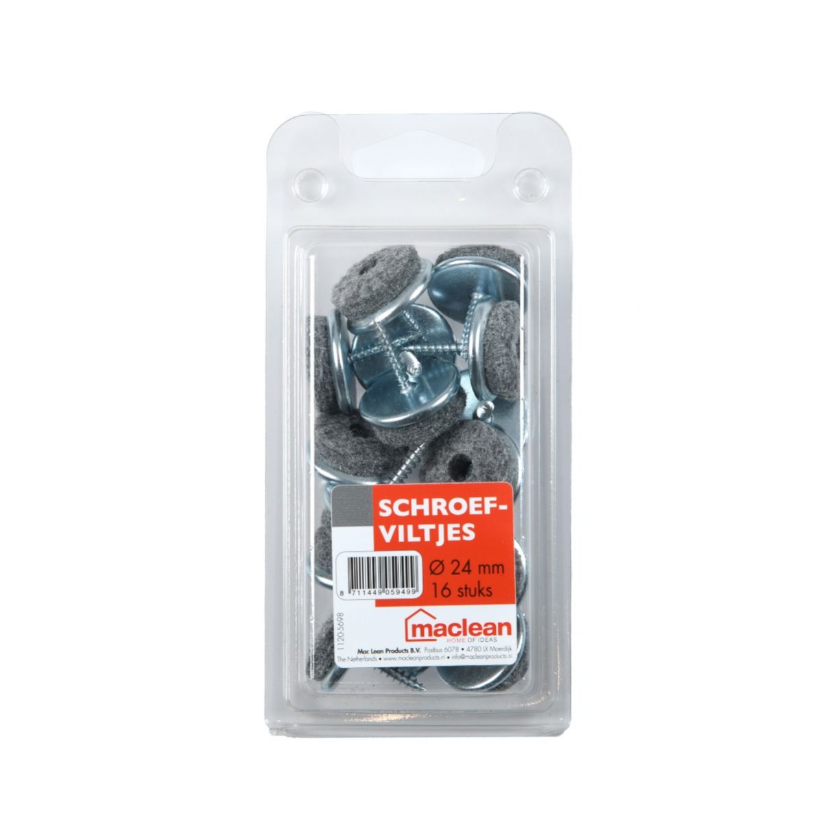 schroefviltjes metaal Ø24mm 16 stuks