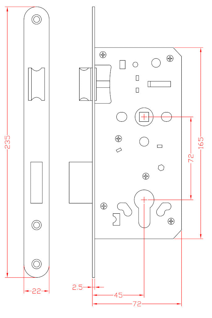 Compleet Poortslot RVS voor enkele tuindeur Type 40