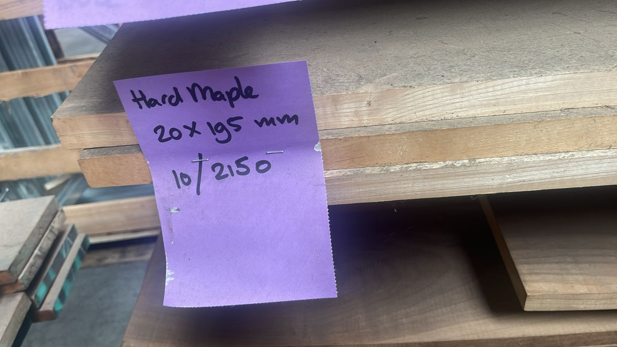 Massief Hard Maple / Ahorn 20 x 195 x 2150 mm, gedroogd, 4 zijden geschaafd