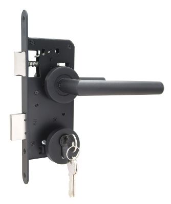 Compleet Poortslot RVS Zwart voor enkele tuindeur Type PC85