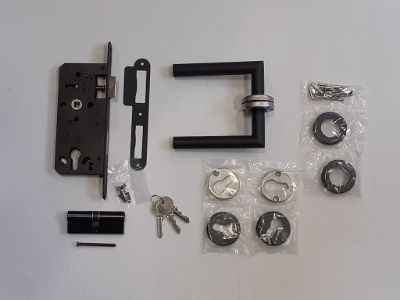 Compleet Poortslot RVS Zwart voor enkele tuindeur Type PC85