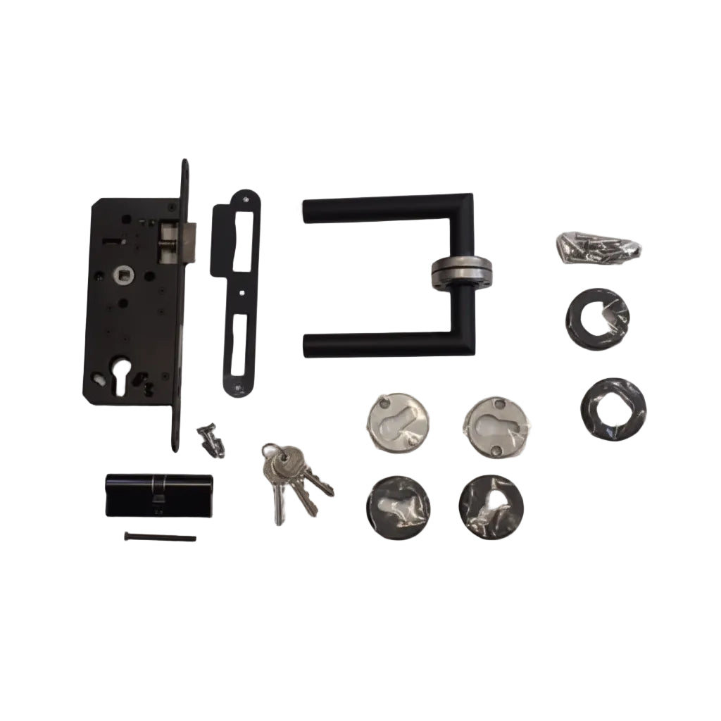 Compleet Poortslot RVS Zwart voor enkele tuindeur Type PC85