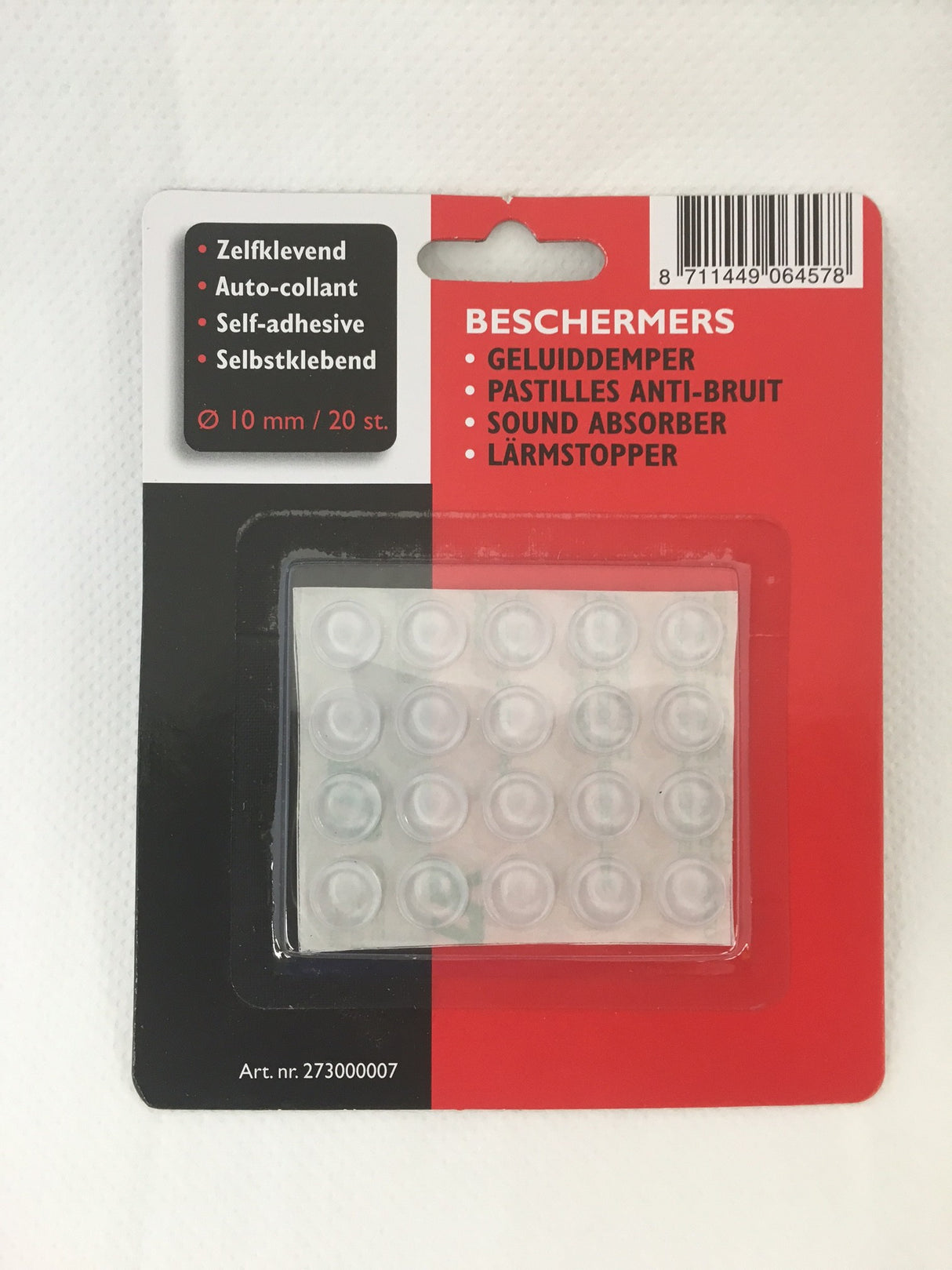 Geluiddempers transparant zelfklevend Ø 10mm 20 stuks