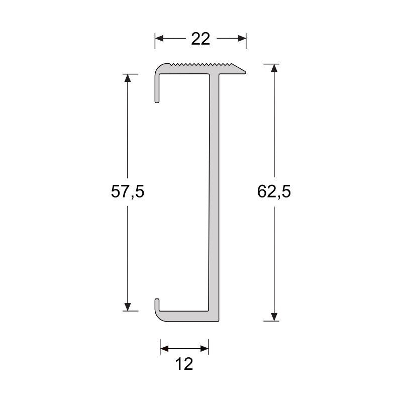 Trapprofiel zilver 60 mm tbv laminaat/PVC, 7-9,5 mm, lengte 3 meter zilver