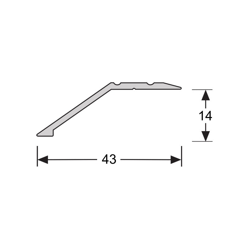 Overgangsprofiel zelfklevend 14 mm alu zwart, 270cm lang
