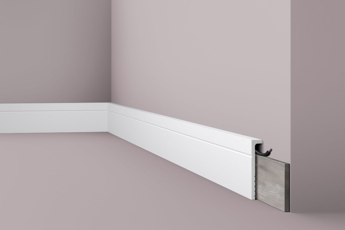 Watervaste kunststof overzet plint recht wit 22x110mm 2,0 meter