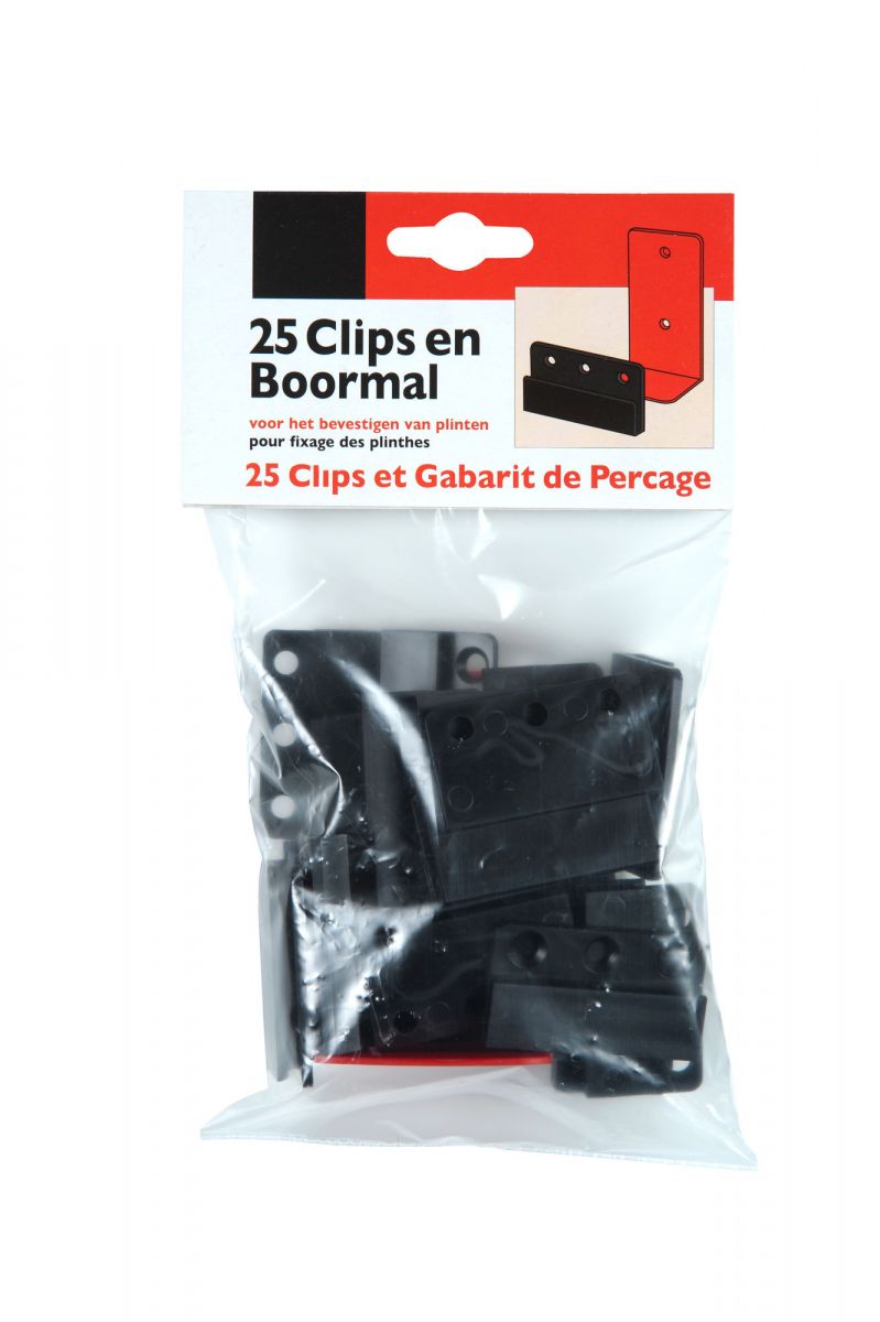 Plintclips (25st)+boormal in zakje
