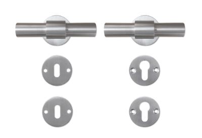 Deurkruk met rozetten, RVS (T-model)