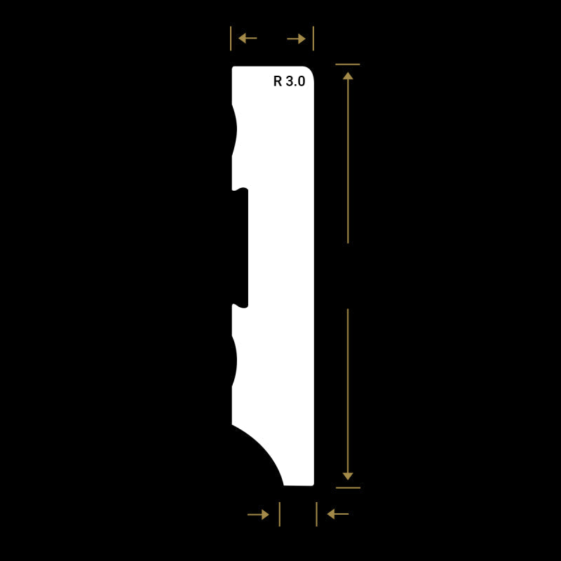 Watervaste kunststof plint Modern recht wit 12x70mm 2,4 meter