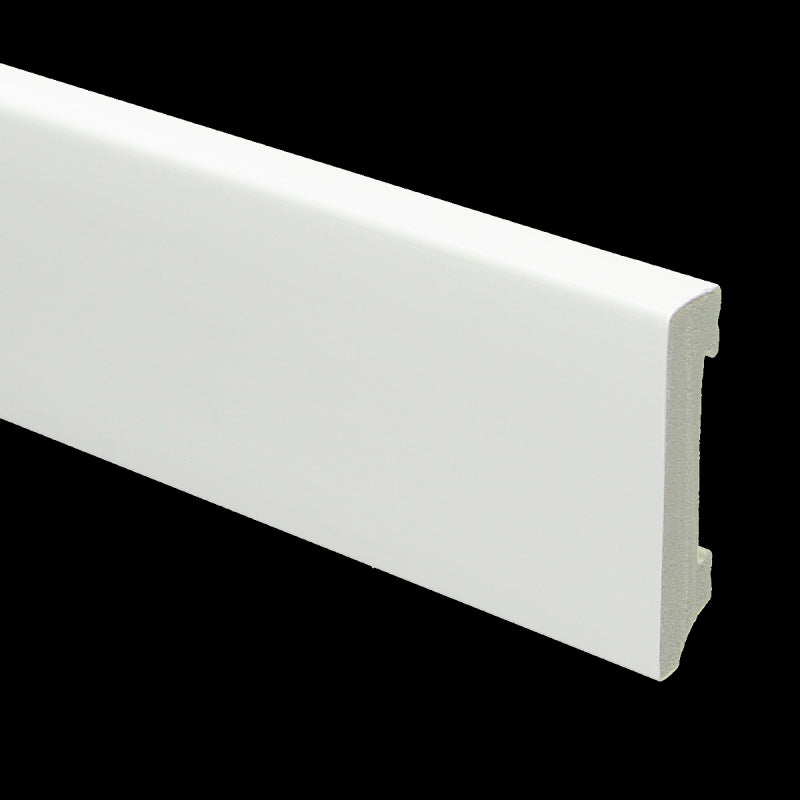 Watervaste kunststof plint Modern recht wit 15x70mm 2,4 meter