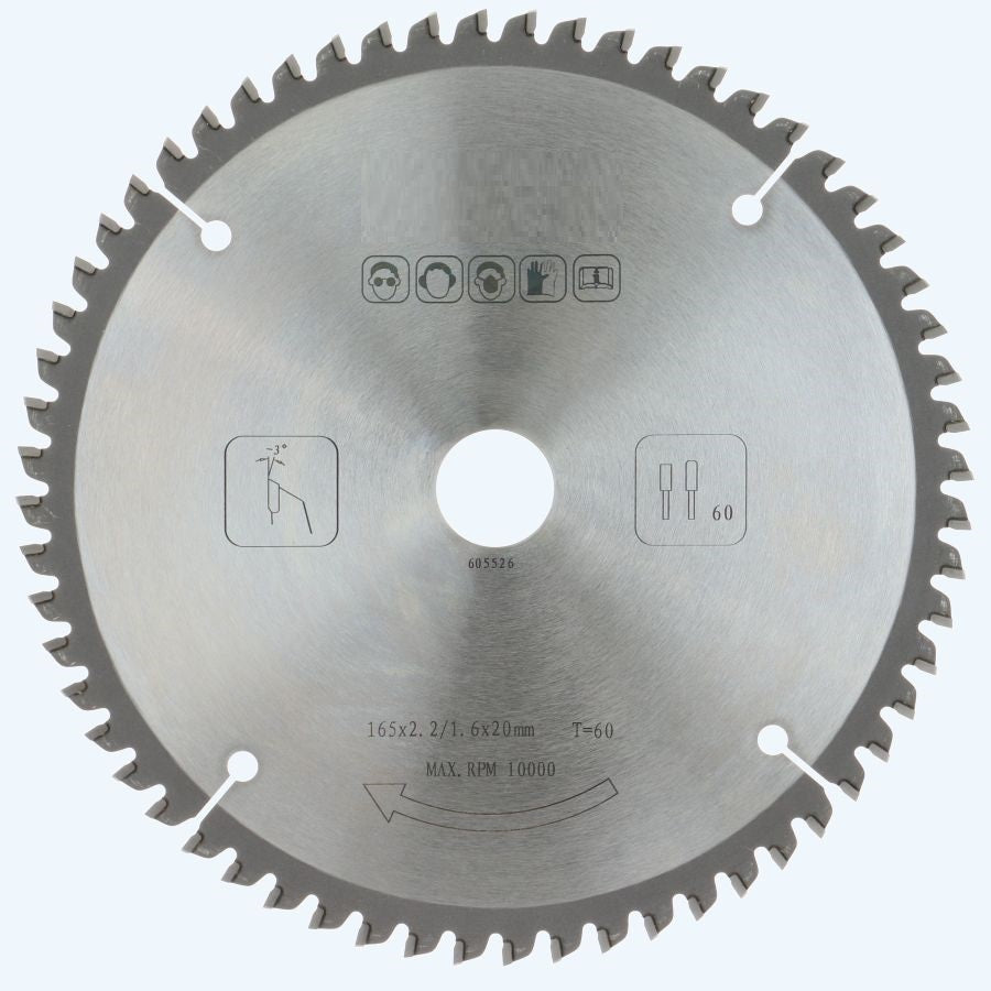 Zaagblad PROF 165 x 20 mm T60 (aluminium/trespa)