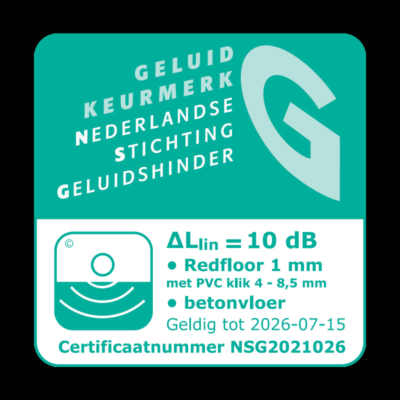 RedFloor 1,0 mm 400 kPa + 10 dB PVC klik (15m2)