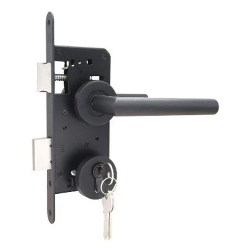 Compleet Poortslot RVS Zwart voor enkele tuindeur Type PC85