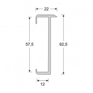 Trapproffiel 60 mm tbv laminaat 7-9,5 mm zilver (3 meter)