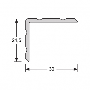 Duo-hoeklijnprofiel zelfkl. 24,5 x 30 mm RVS