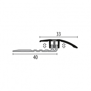 Overgangsprofiel Kuberit PVC klik 4-9,5 mm zilver, 300cm lang