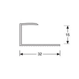 U-profiel 15,6 mm zilver, 90cm lang