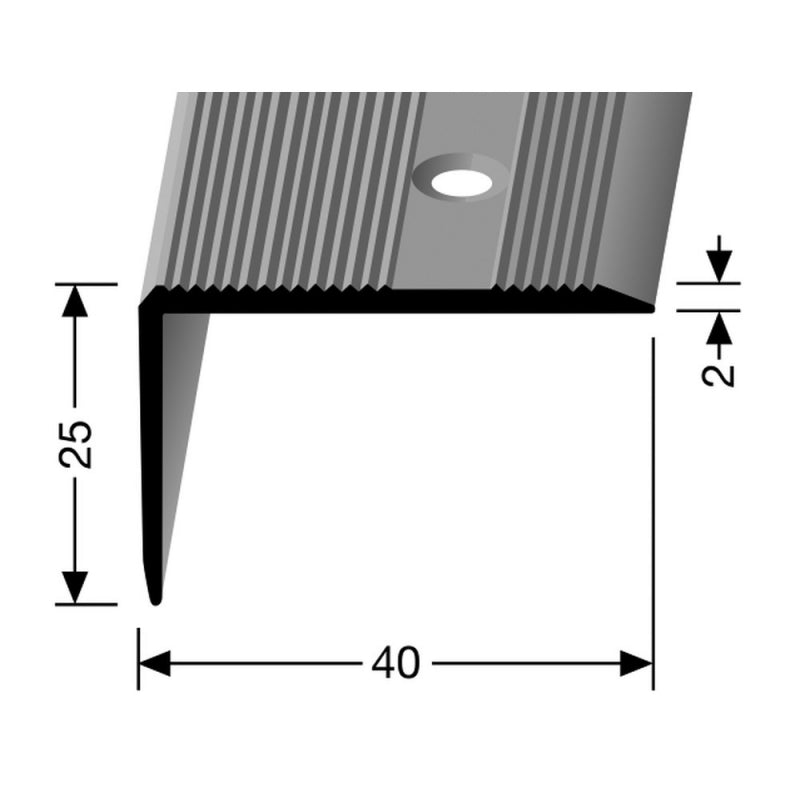 Trapneusprofiel 40x25mm RVS fijn antislip, 300cm lang
