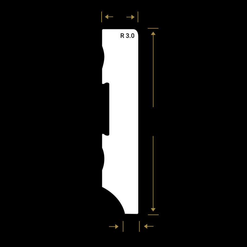 Watervaste kunststof plint Modern recht wit 12x70mm 2,4 meter