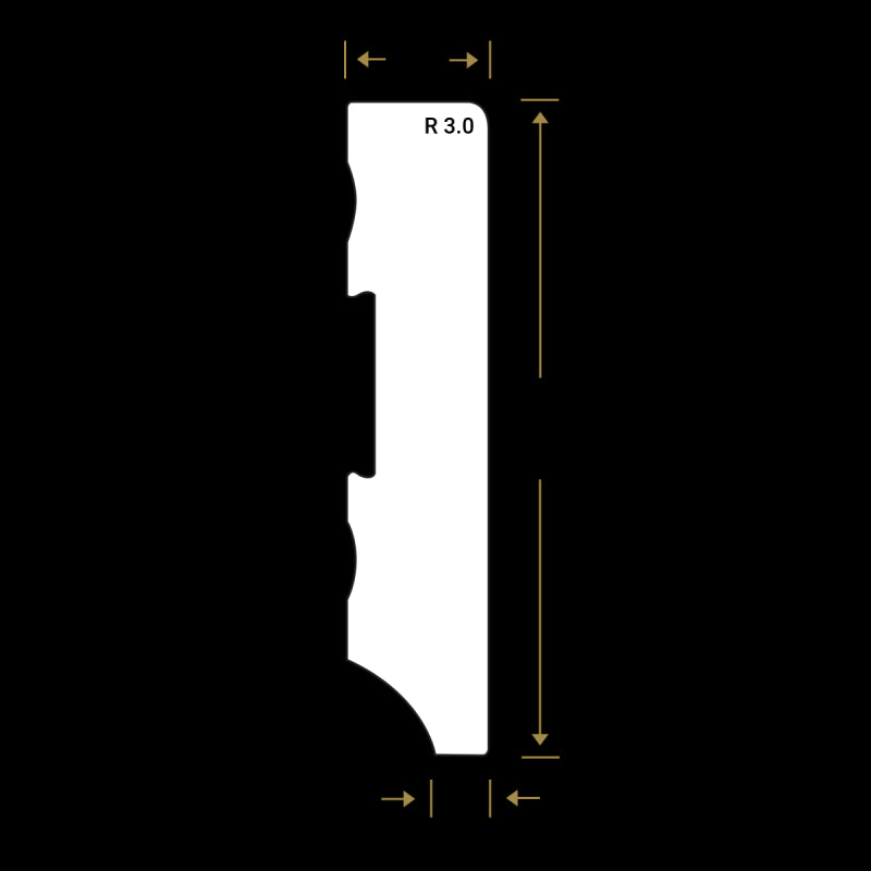 Watervaste kunststof plint Modern recht wit 15x70mm 2,4 meter