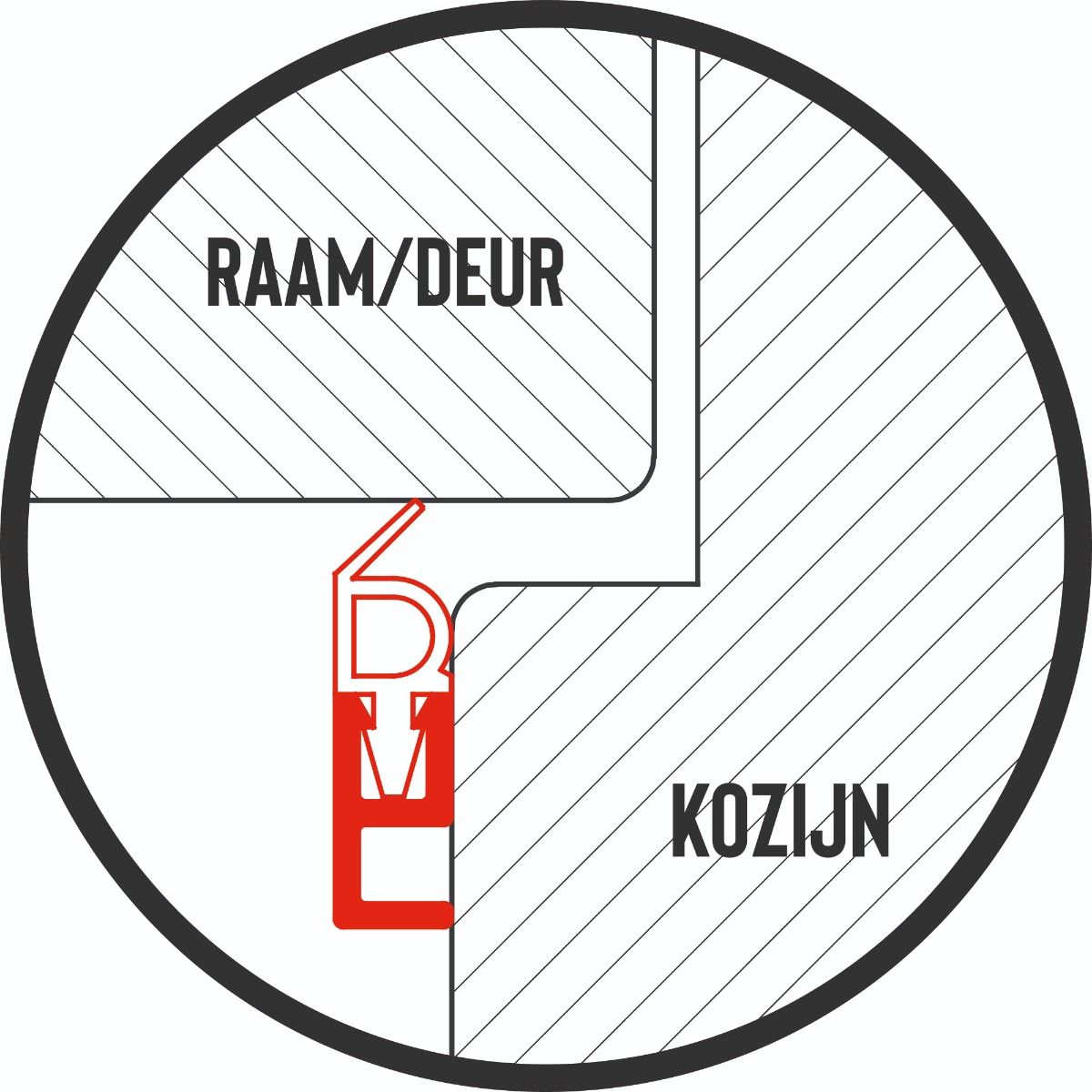 Tochtprofiel opbouw alu + zwart rubber 20mm 2,3m¹