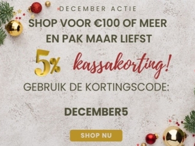 NU tijdelijk 5% EXTRA kassakorting op jouw aankoop boven de €100,-